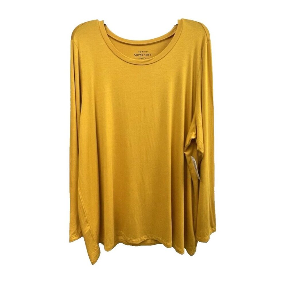 Torrid Super Soft Rayon Golden Yellow Long Sleeve Crew Neck Shirt Size 4